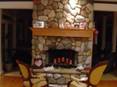 Fireplace mantel.